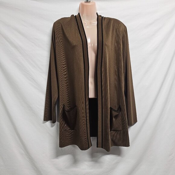 Exclusively Misook Women Open Knit Tailored Jacket Size 2X Brown - Picture 1 of 12